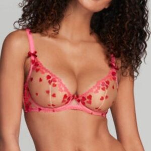 Victoria Secret Mesh Unlined Bra Push Up without padding Sz 34DDD Women